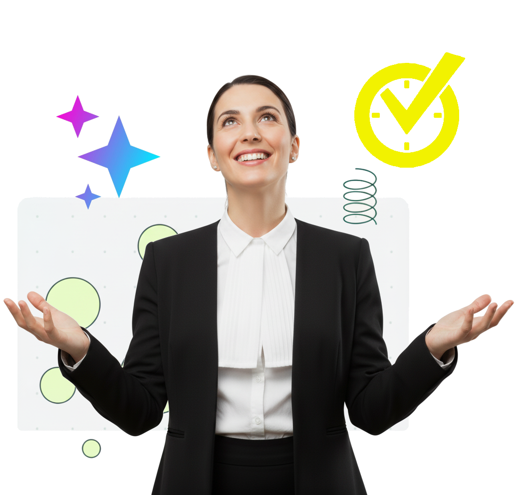 Abogado feliz con estrellas azules